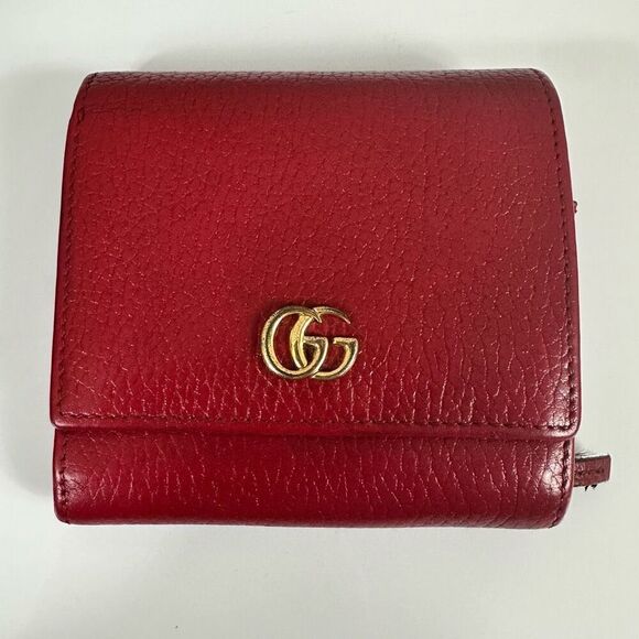 Gucci Marmont GG Red Leather Compact Wallet - Picture 1 of 16